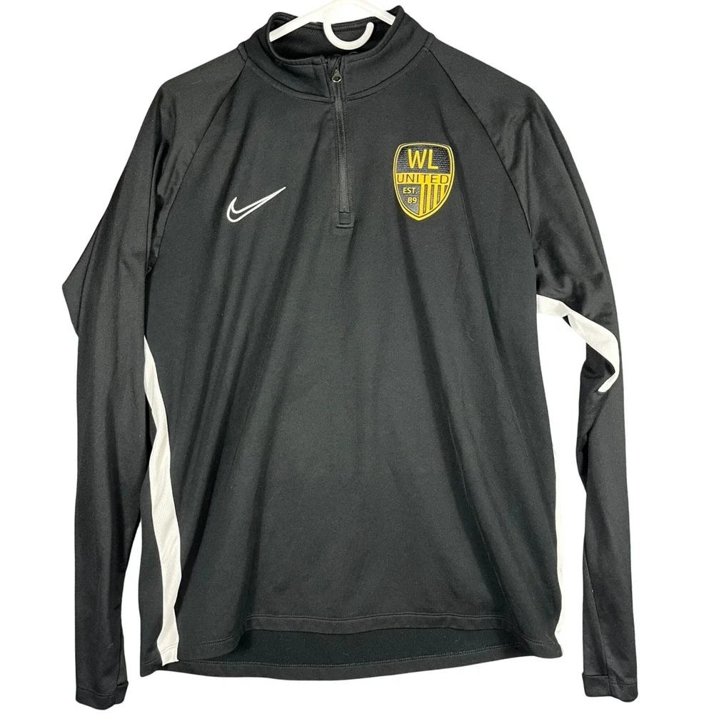 Nike‎ Pullover Men Large Black WL United Soccer Dri-FIT Quarter Zip Mock Neck